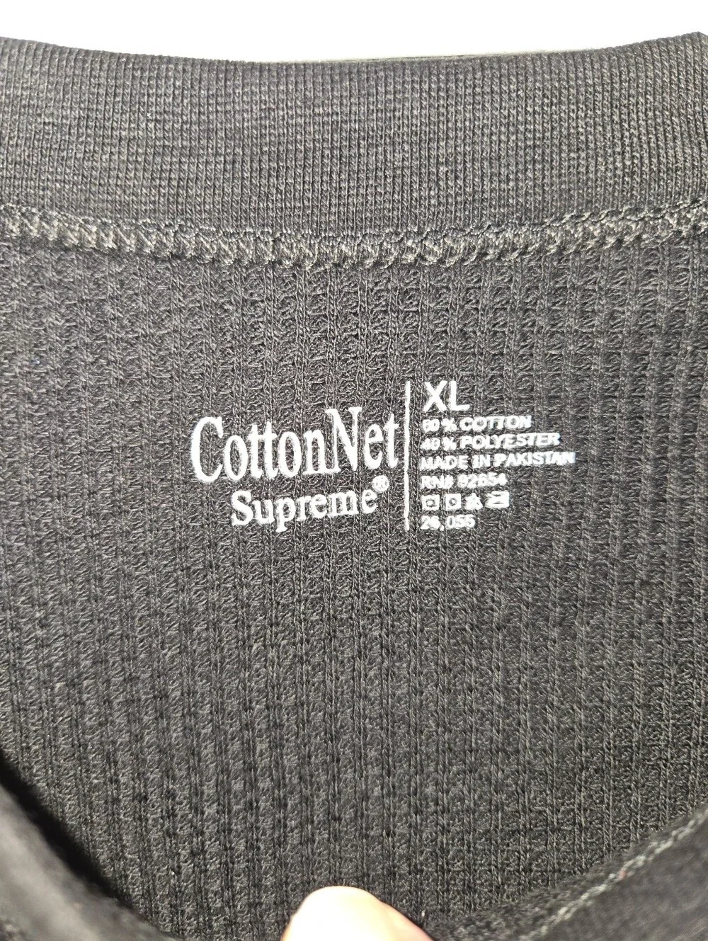 Cotton Net Supreme Men's XL Black Crewneck Waffle Thermal Top